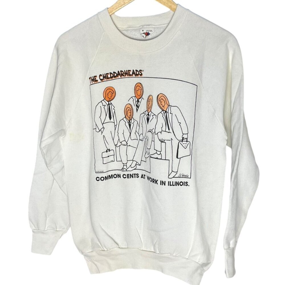 Vintage Cheddarheads Crewneck Sweatshirt Illinois Wisconsin Humor 90s Size M